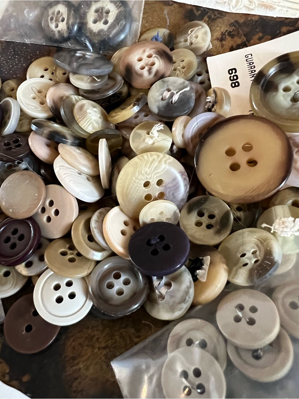 Button Lot Rescued Tortoise and Tan Brown Buttons 2 Hole 4 Hole